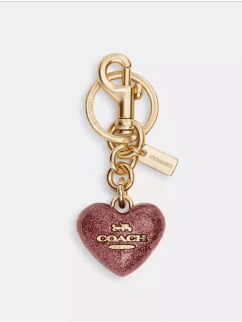 Coach Gold Hardware Heart Key Charm in Rose